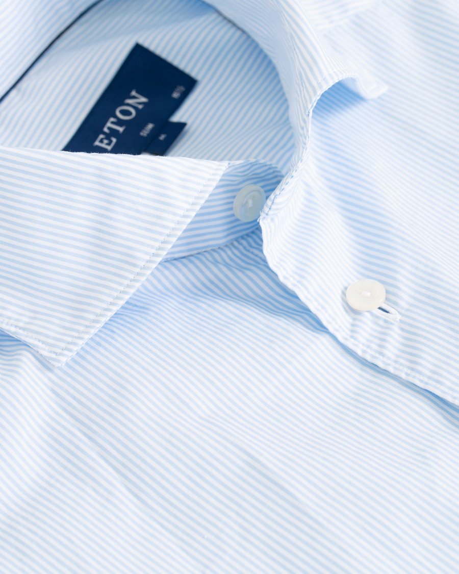 Herre | Skjorter | Eton | Slim Fit Lightweight Stripe Extreme Cutaway Blue