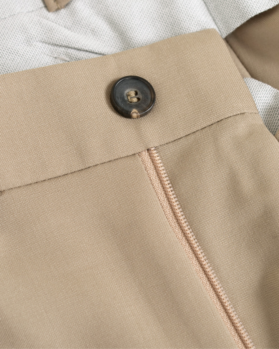 Herre | Bukser | Berg&Berg | Arnold Pleated Side Adjuster Wool Trousers Beige