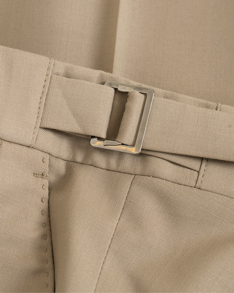 Herre | Bukser | Berg&Berg | Arnold Pleated Side Adjuster Wool Trousers Beige