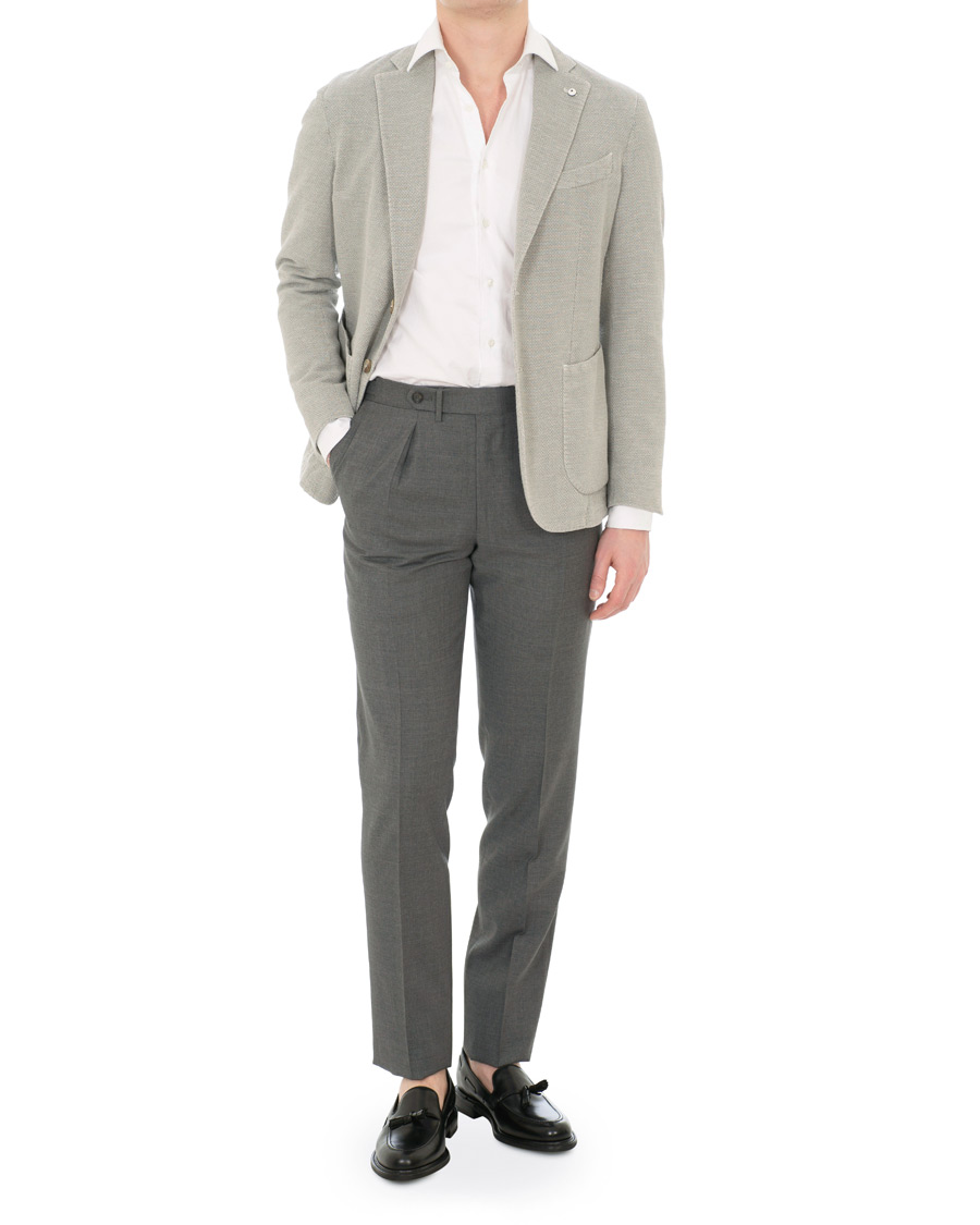 Herre | Bukser | Berg&Berg | Arnold Pleated Side Adjuster Wool Trousers Grey