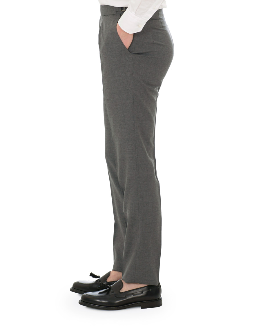 Herre | Bukser | Berg&Berg | Arnold Pleated Side Adjuster Wool Trousers Grey