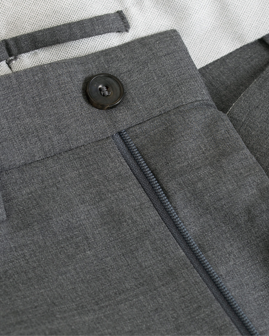 Herre | Bukser | Berg&Berg | Arnold Pleated Side Adjuster Wool Trousers Grey