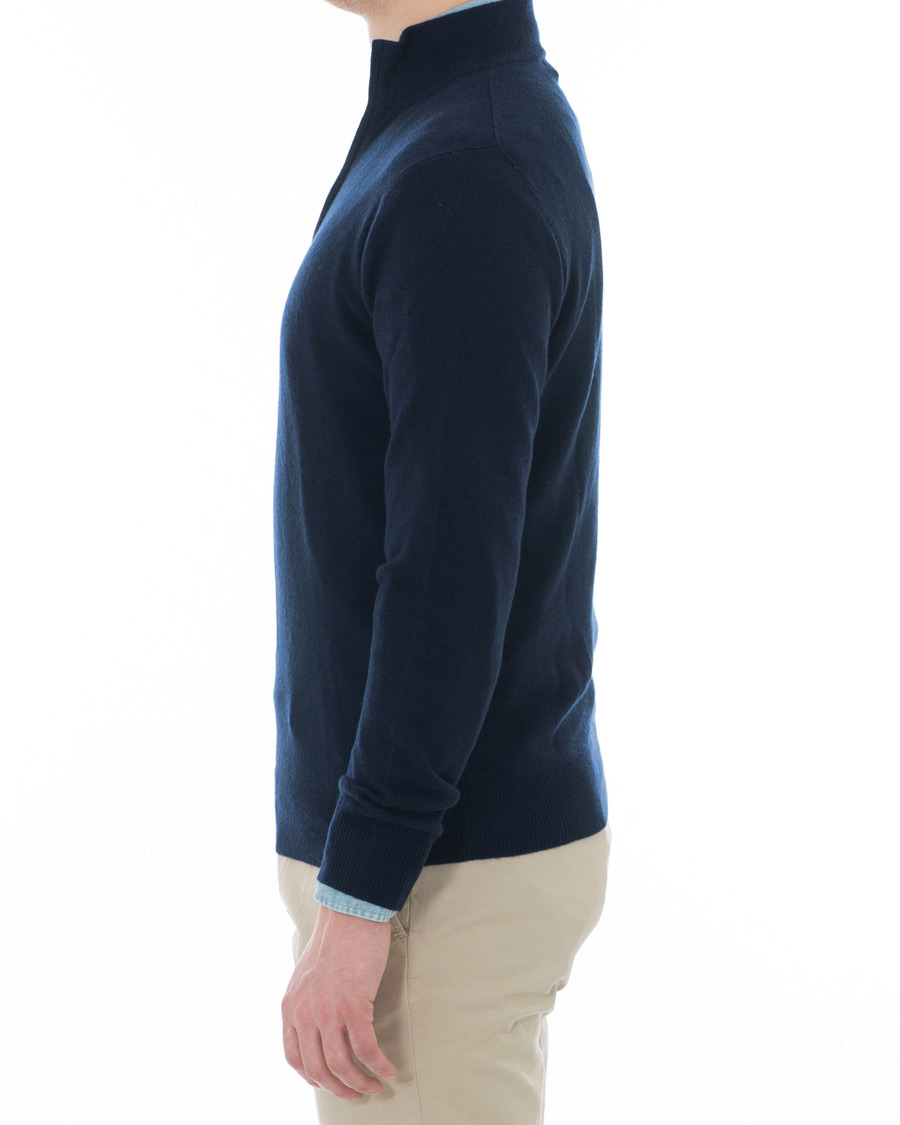 Herre | Gensere | Soft Goat | Cashmere Half Zip Navy