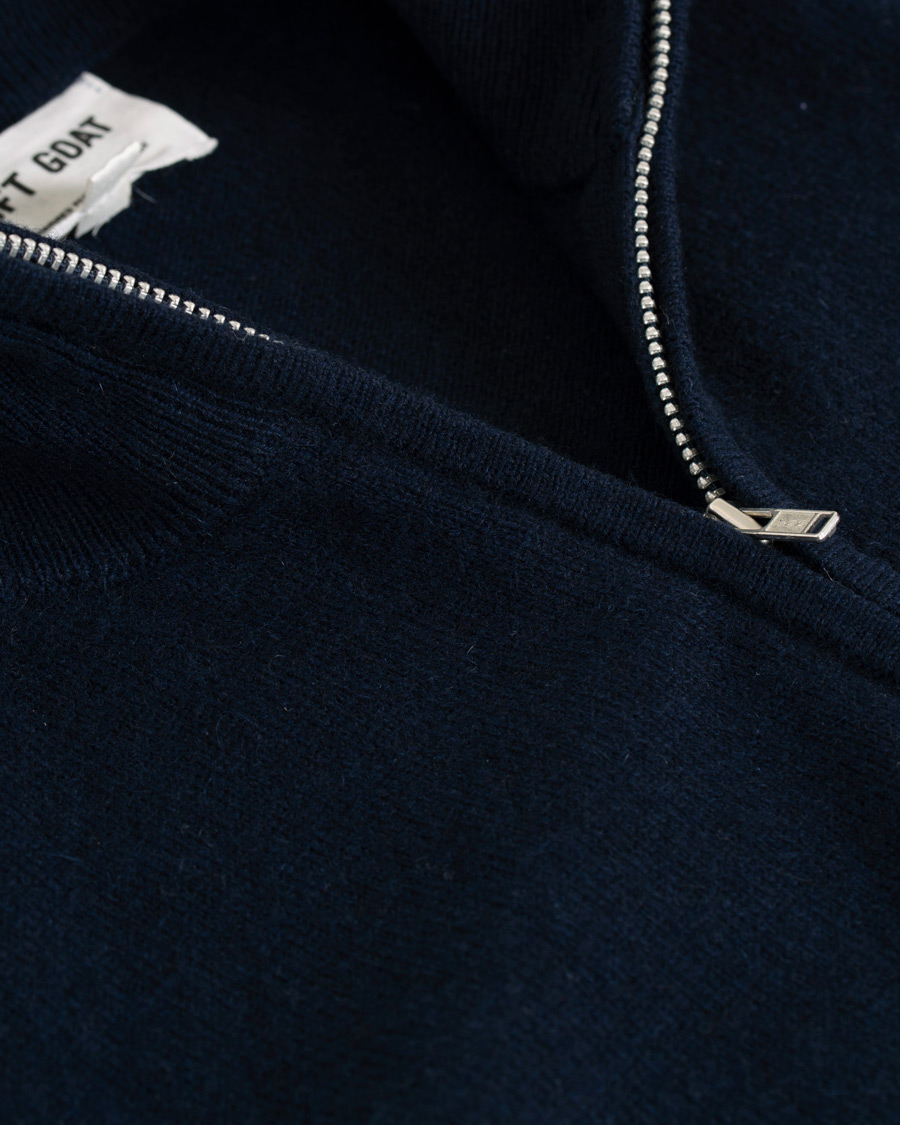 Herre | Gensere | Soft Goat | Cashmere Half Zip Navy