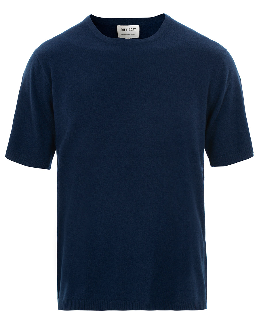 Herre | T-Shirts | Soft Goat | Cashmere T-shirt Navy