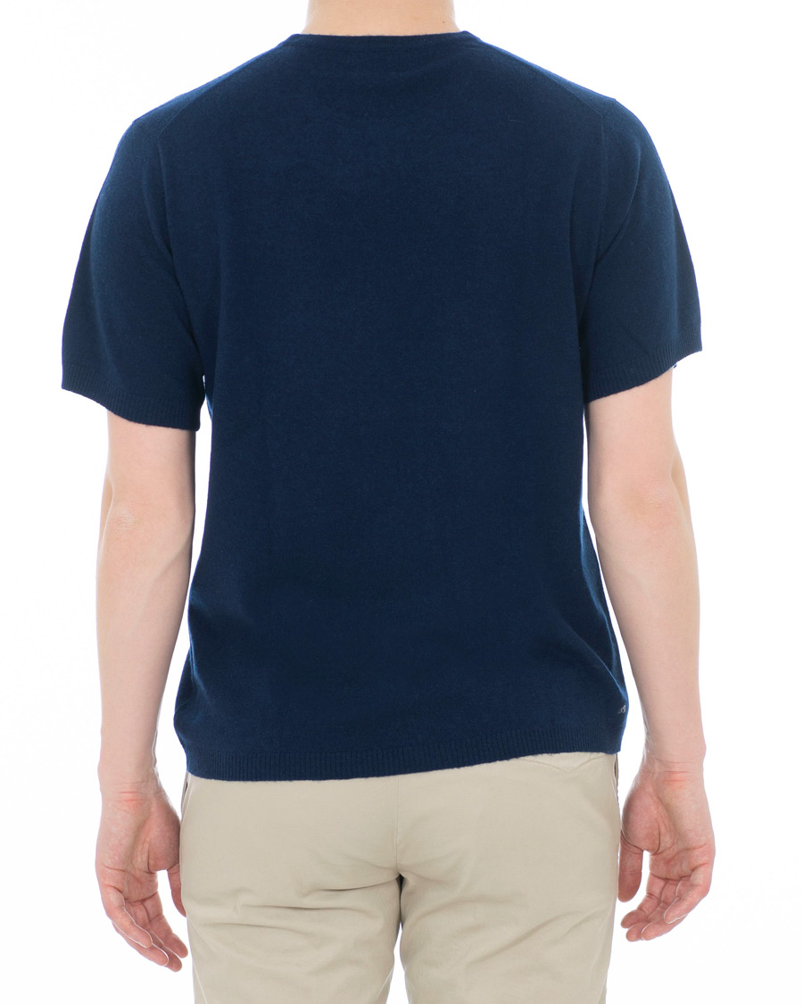 Herre | T-Shirts | Soft Goat | Cashmere T-shirt Navy