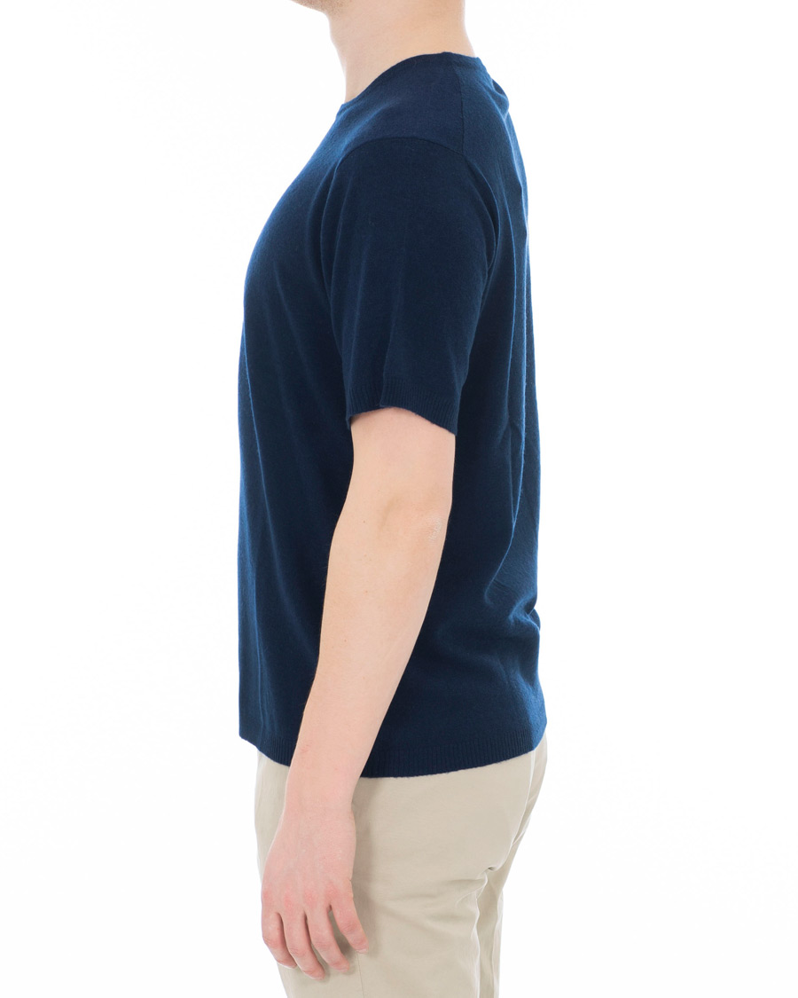 Herre | T-Shirts | Soft Goat | Cashmere T-shirt Navy