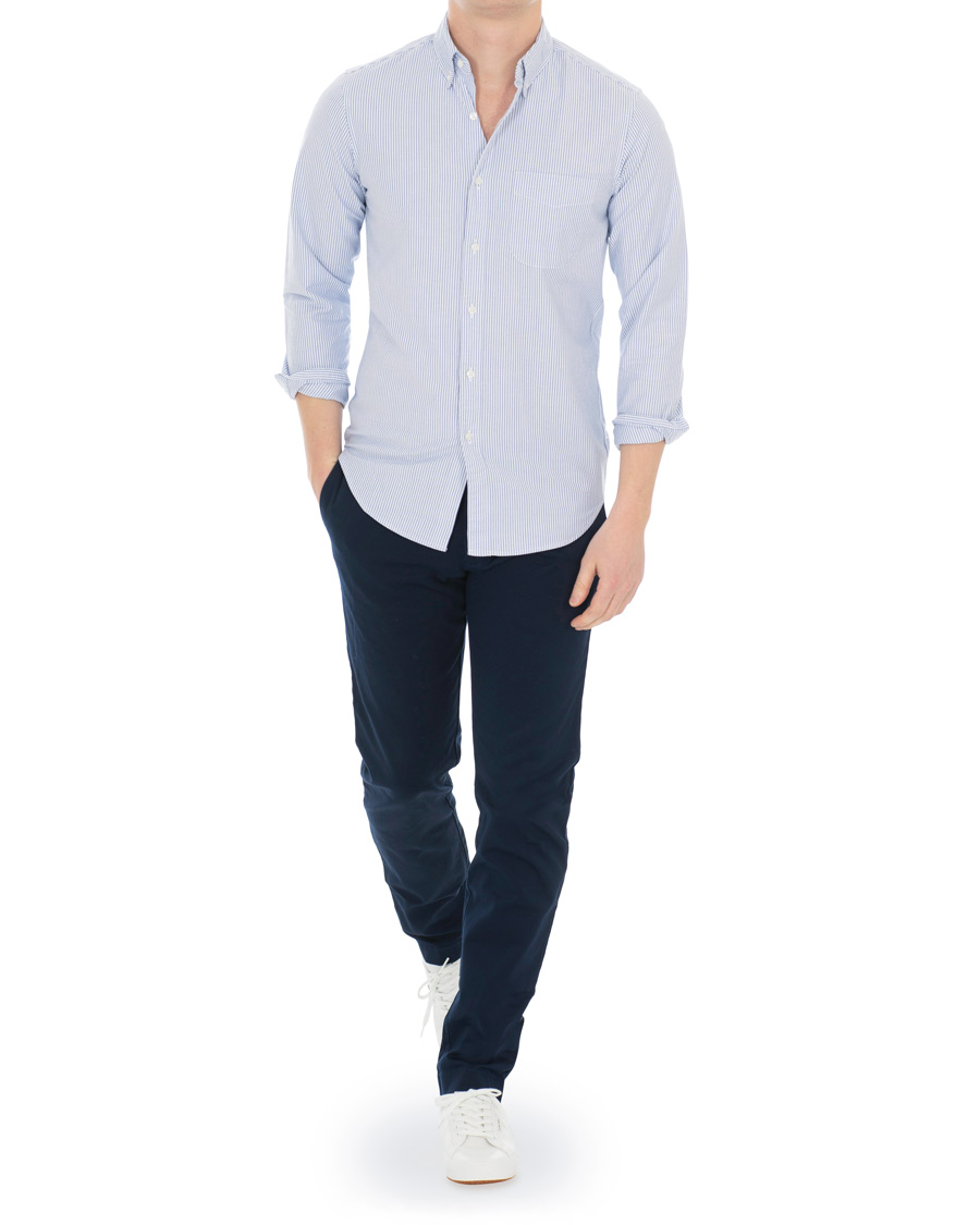 Herre | Skjorter | J.Crew | Slim Fit Stretch Oxford University Stripe Shirt Blue