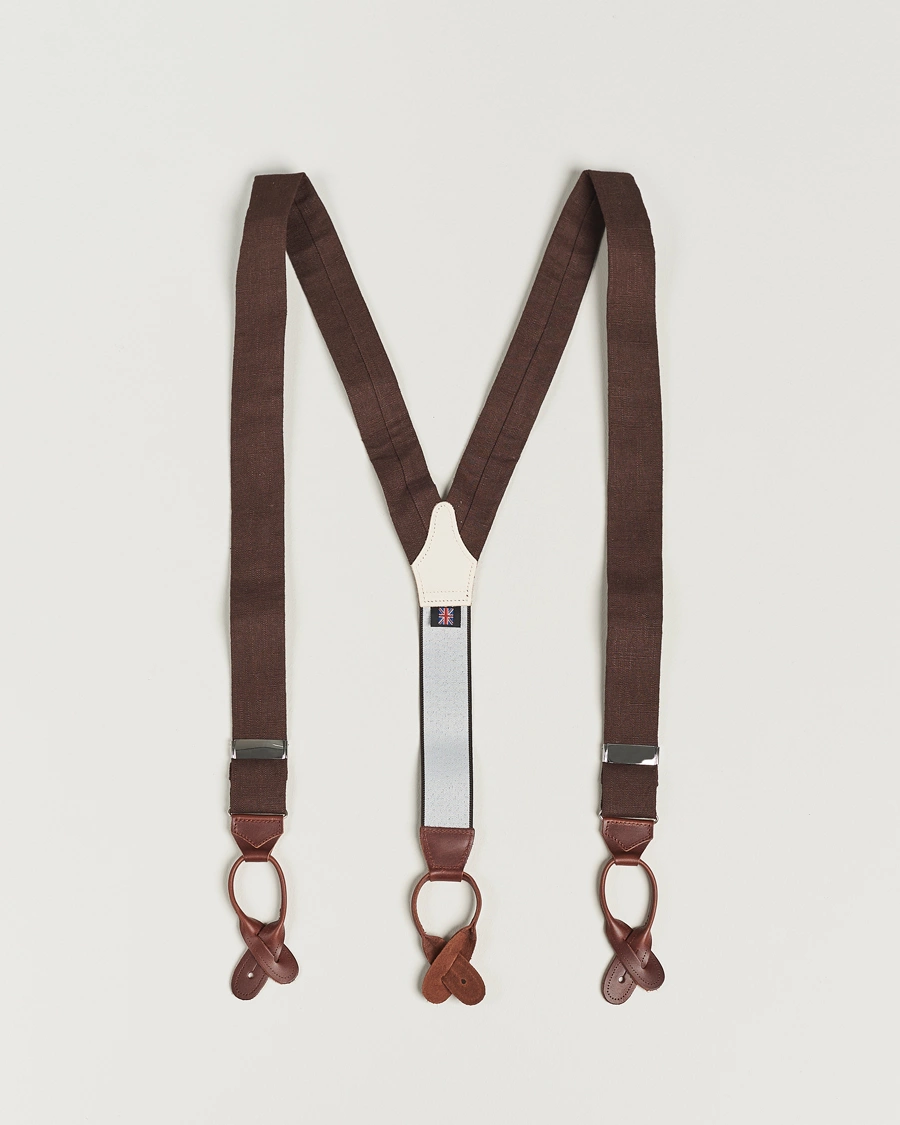 Herre | Albert Thurston Linen Braces 38mm Brown | Albert Thurston | Linen Braces 38mm Brown