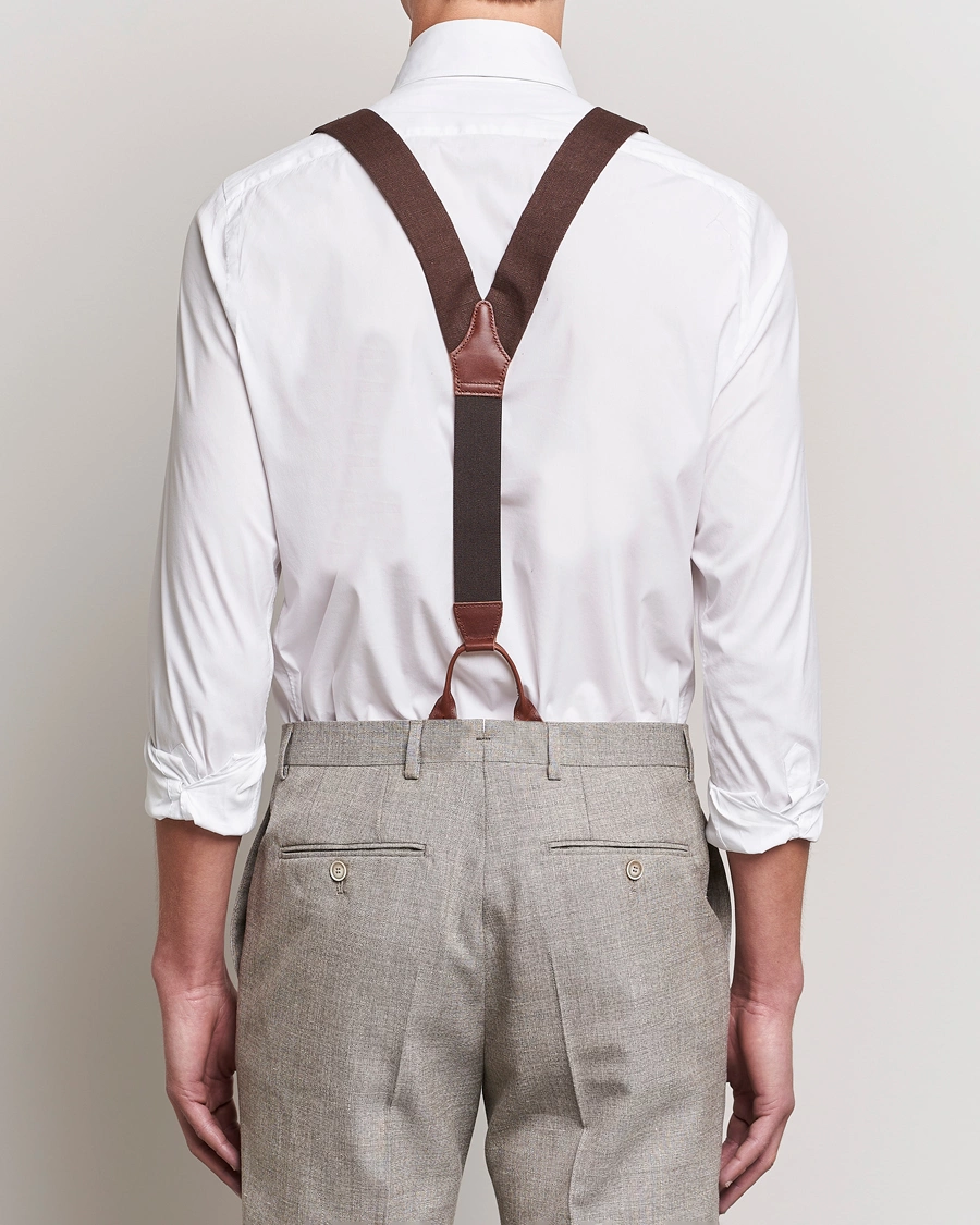 Herre | Albert Thurston Linen Braces 38mm Brown | Albert Thurston | Linen Braces 38mm Brown
