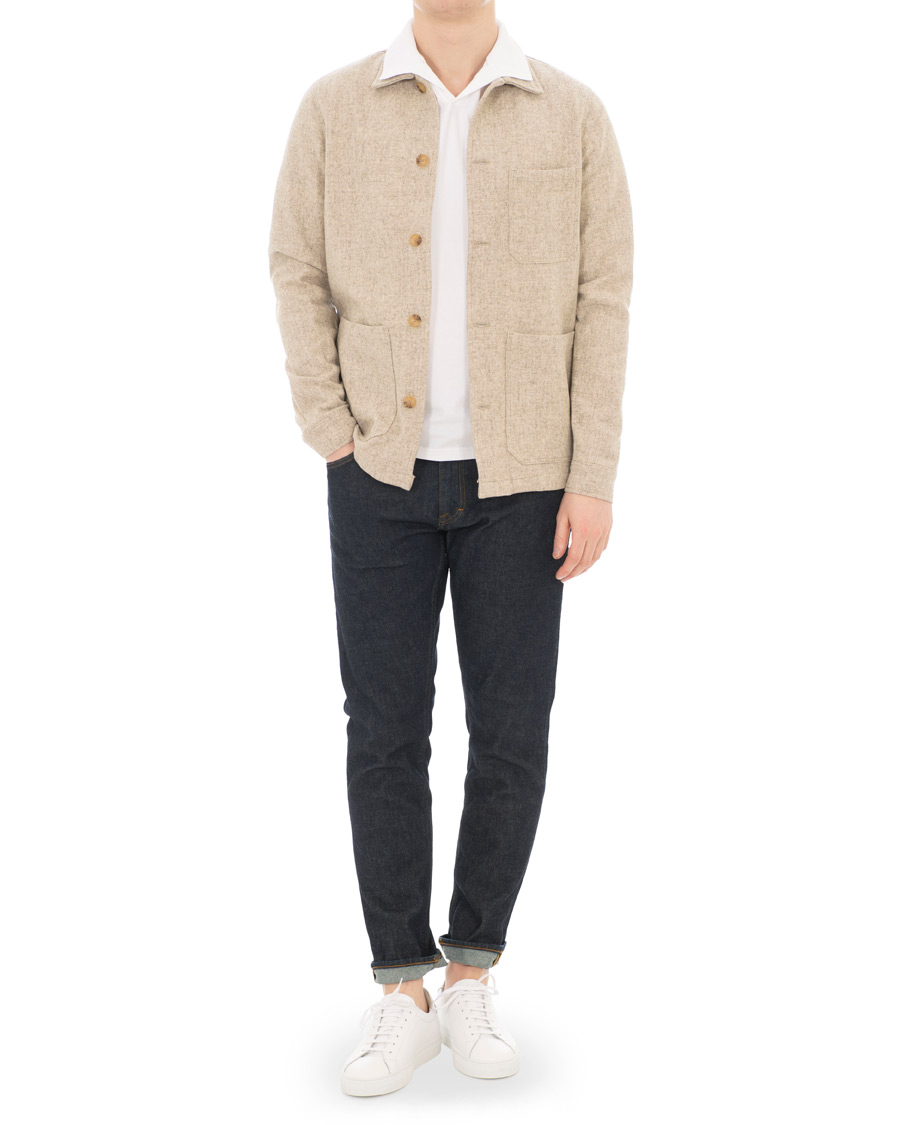Herre | Skjorter | A Day's March | Original Wool Overshirt Off White Melange