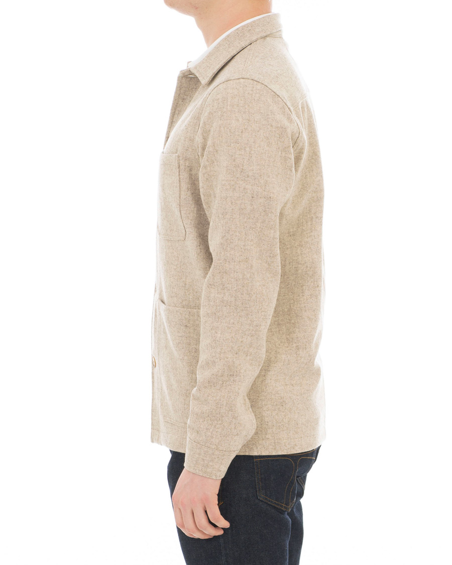 Herre | Skjorter | A Day's March | Original Wool Overshirt Off White Melange