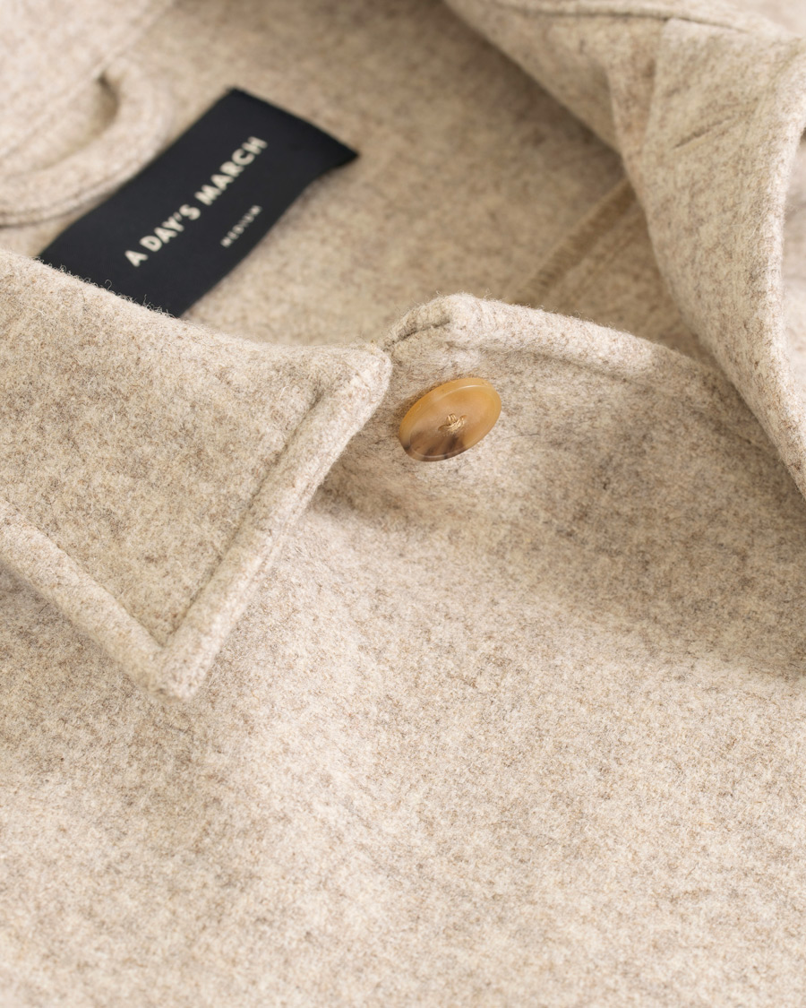 Herre | Skjorter | A Day's March | Original Wool Overshirt Off White Melange
