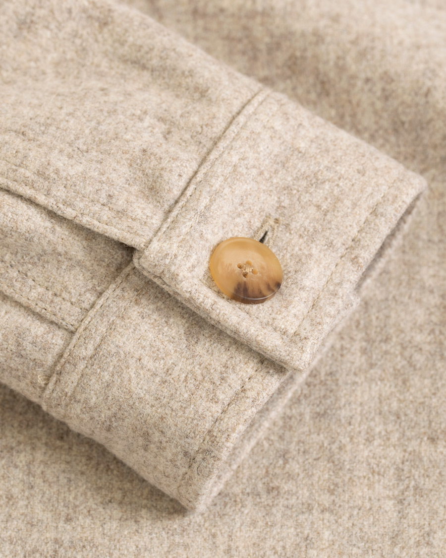 Herre | Skjorter | A Day's March | Original Wool Overshirt Off White Melange