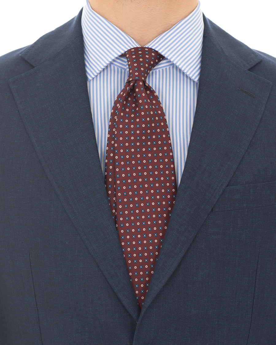 Herre | E. Marinella 3-Fold Micro Fantasy 8 cm Silk Tie Burgundy | E. Marinella | 3-Fold Micro Fantasy 8 cm Silk Tie Burgundy