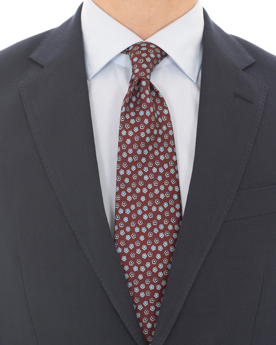 Herre | | E. Marinella | 3-Fold Micro Flower 8 cm Silk Tie Burgundy