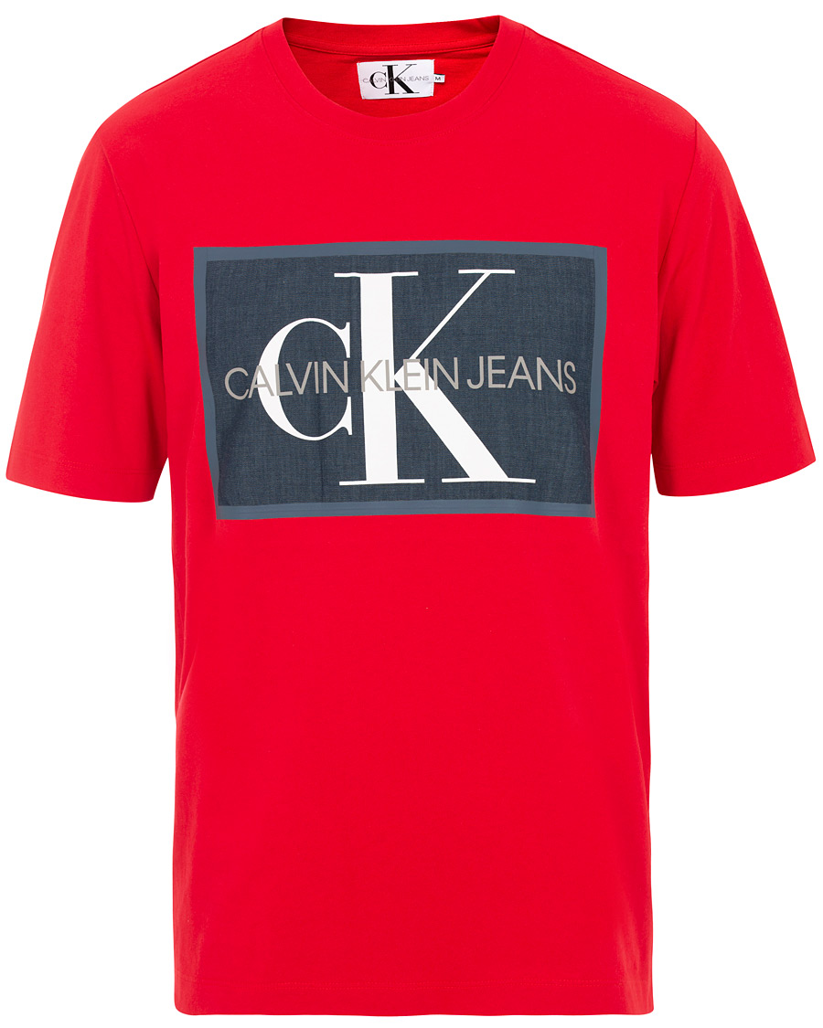 Herre | T-Shirts | Calvin Klein Jeans | Monogram Icon Box Tee Barbados Cherry
