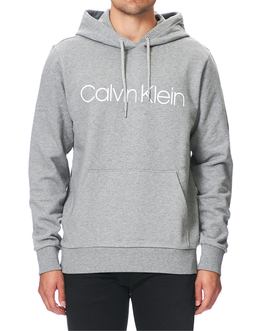 Herre | Gensere | Calvin Klein | Front Logo Hoodie Mid Grey Heather