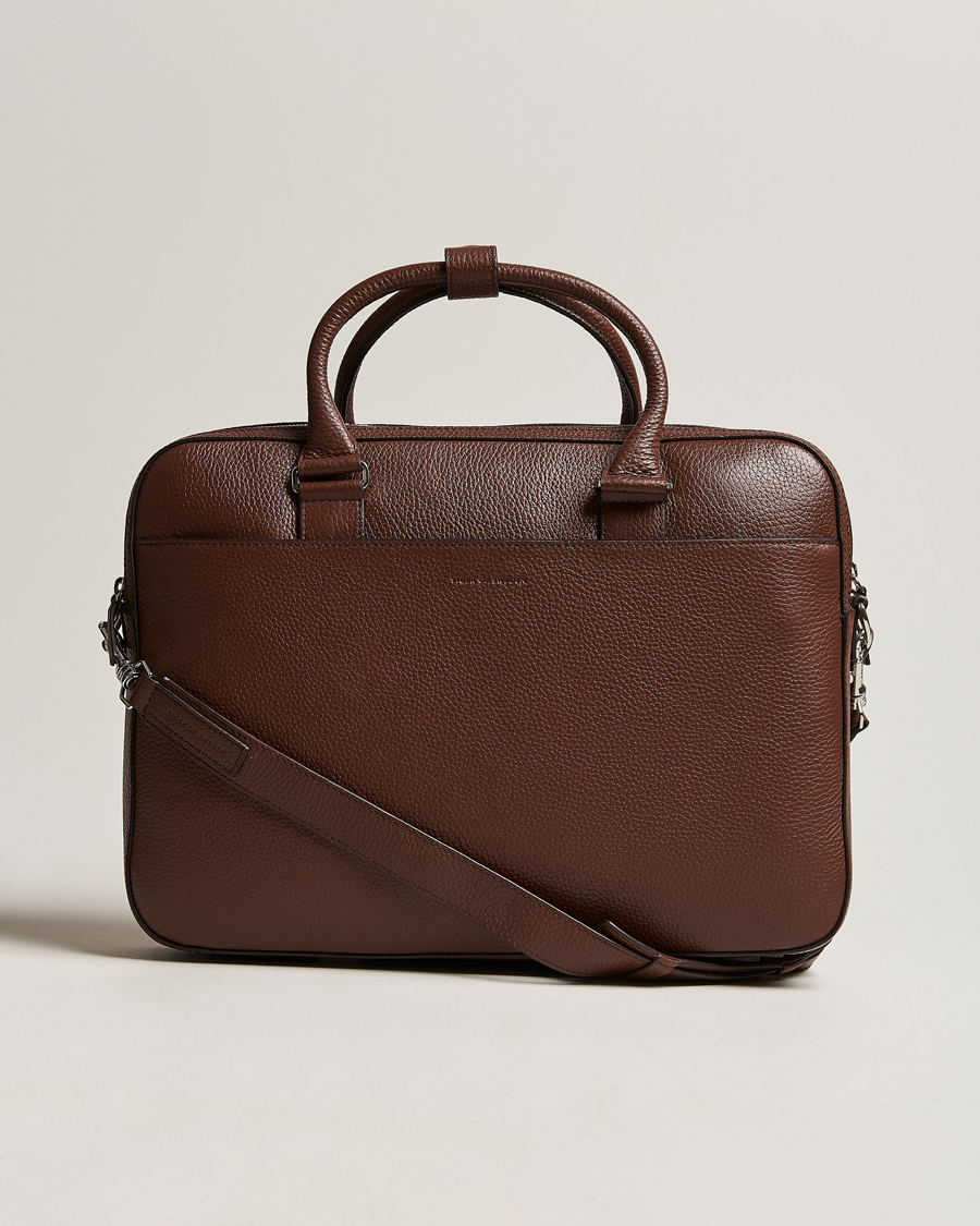Herre |  | Tiger of Sweden | Burin Grained Leather Briefcase Brown