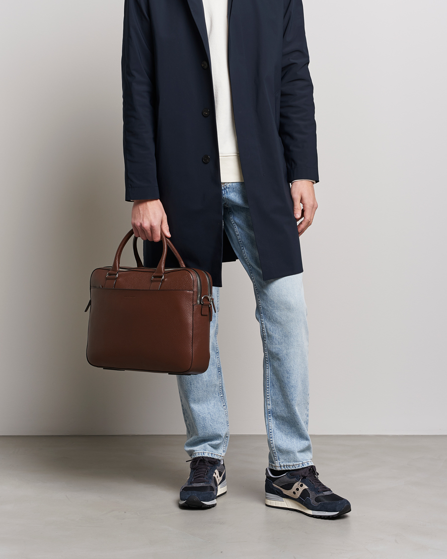 Herre | Vesker | Tiger of Sweden | Burin Grained Leather Briefcase Brown