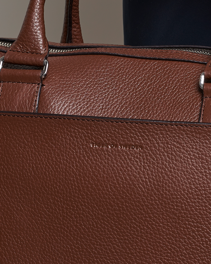 Herre | Vesker | Tiger of Sweden | Burin Grained Leather Briefcase Brown