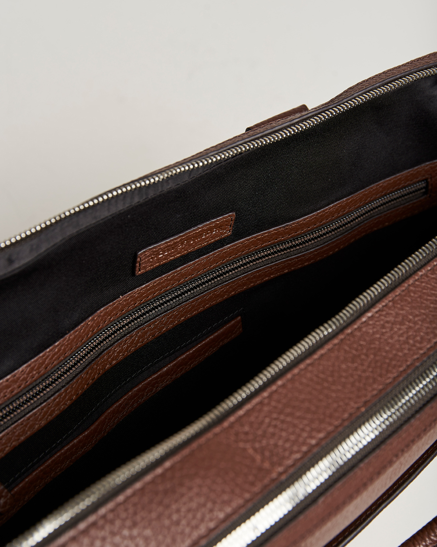 Herre | Vesker | Tiger of Sweden | Burin Grained Leather Briefcase Brown