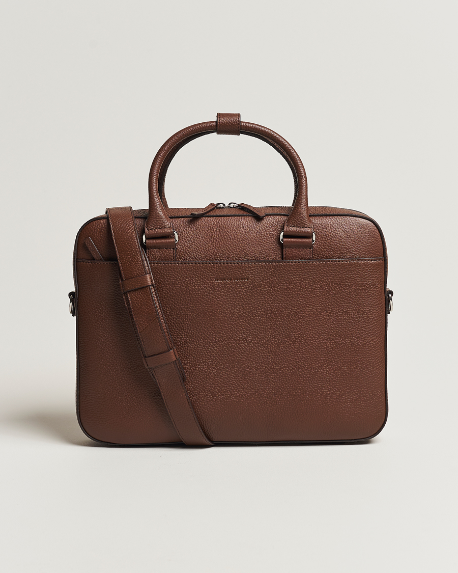 Herre | Vesker | Tiger of Sweden | Bosun Grained Leather Briefcase Brown