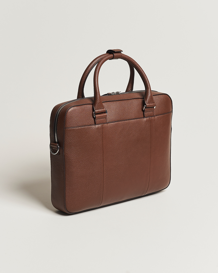 Herre | Vesker | Tiger of Sweden | Bosun Grained Leather Briefcase Brown