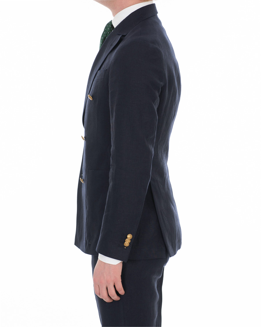 Herre | Dressjakker | Oscar Jacobson | Erik Double Breasted Linen Blazer Navy