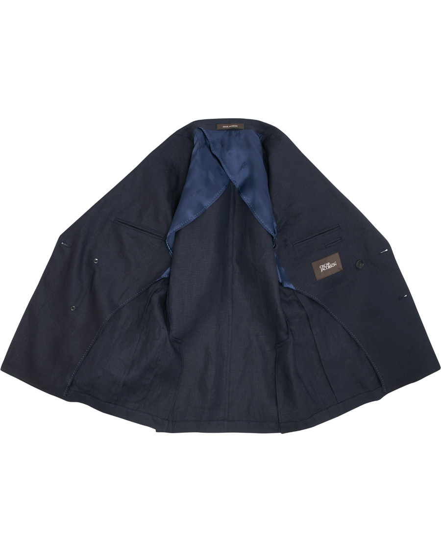 Herre | Dressjakker | Oscar Jacobson | Erik Double Breasted Linen Blazer Navy