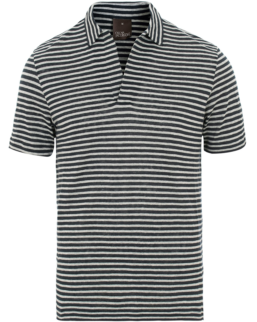 Herre | Pikéer | Oscar Jacobson | Cornelis Striped Short Sleeve Polo Blue/White