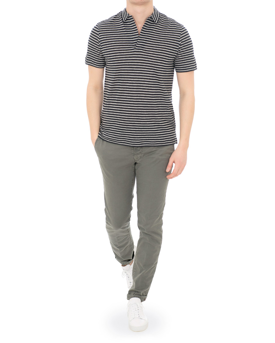 Herre | Pikéer | Oscar Jacobson | Cornelis Striped Short Sleeve Polo Blue/White