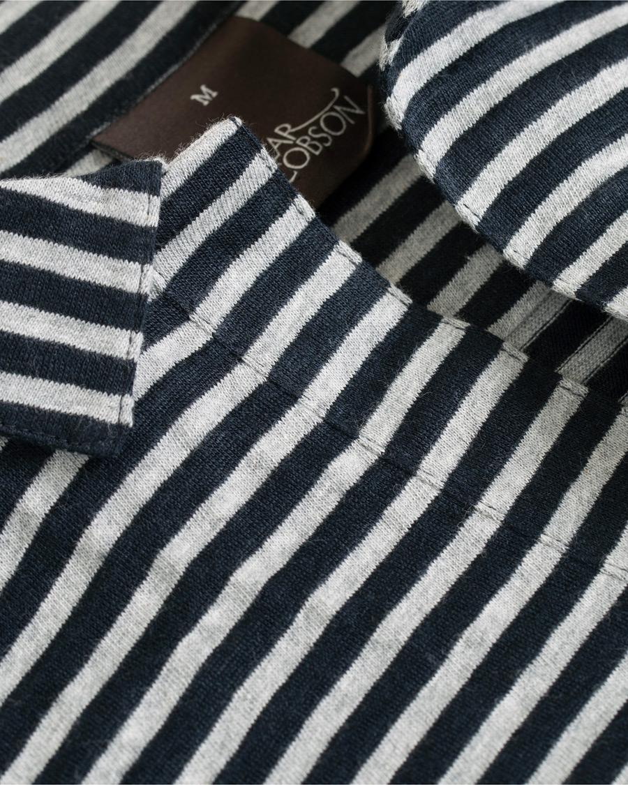 Herre | Pikéer | Oscar Jacobson | Cornelis Striped Short Sleeve Polo Blue/White