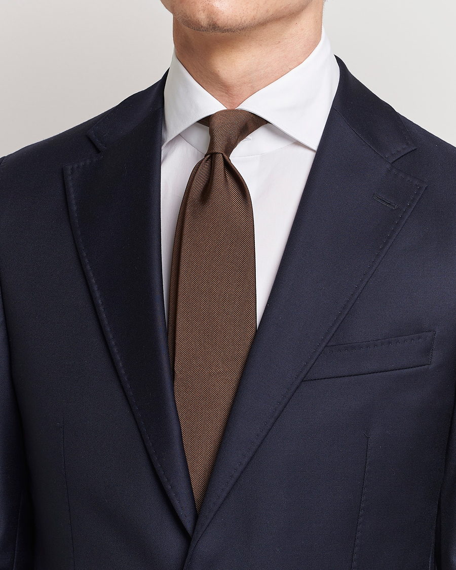 Men | Ties | Amanda Christensen | Plain Classic Tie 8 cm Brown