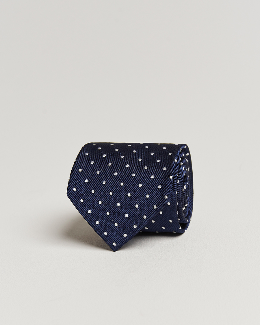 Herre | Slips | Amanda Christensen | Dot Classic Tie 8 cm Navy/White
