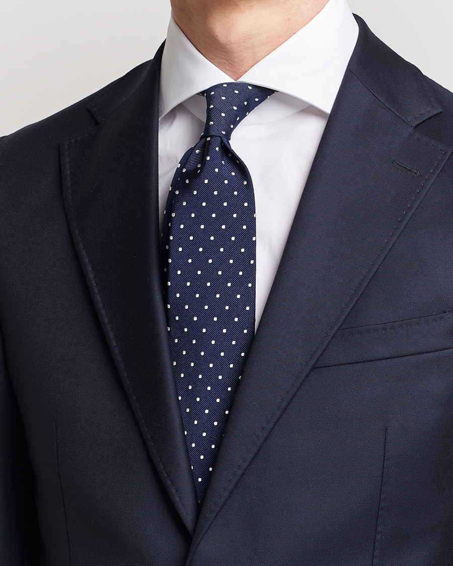 Men | Amanda Christensen | Amanda Christensen | Dot Classic Tie 8 cm Navy/White