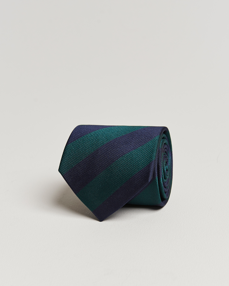 Herre | Slips | Amanda Christensen | Regemental Stripe Classic Tie 8 cm Green/Navy