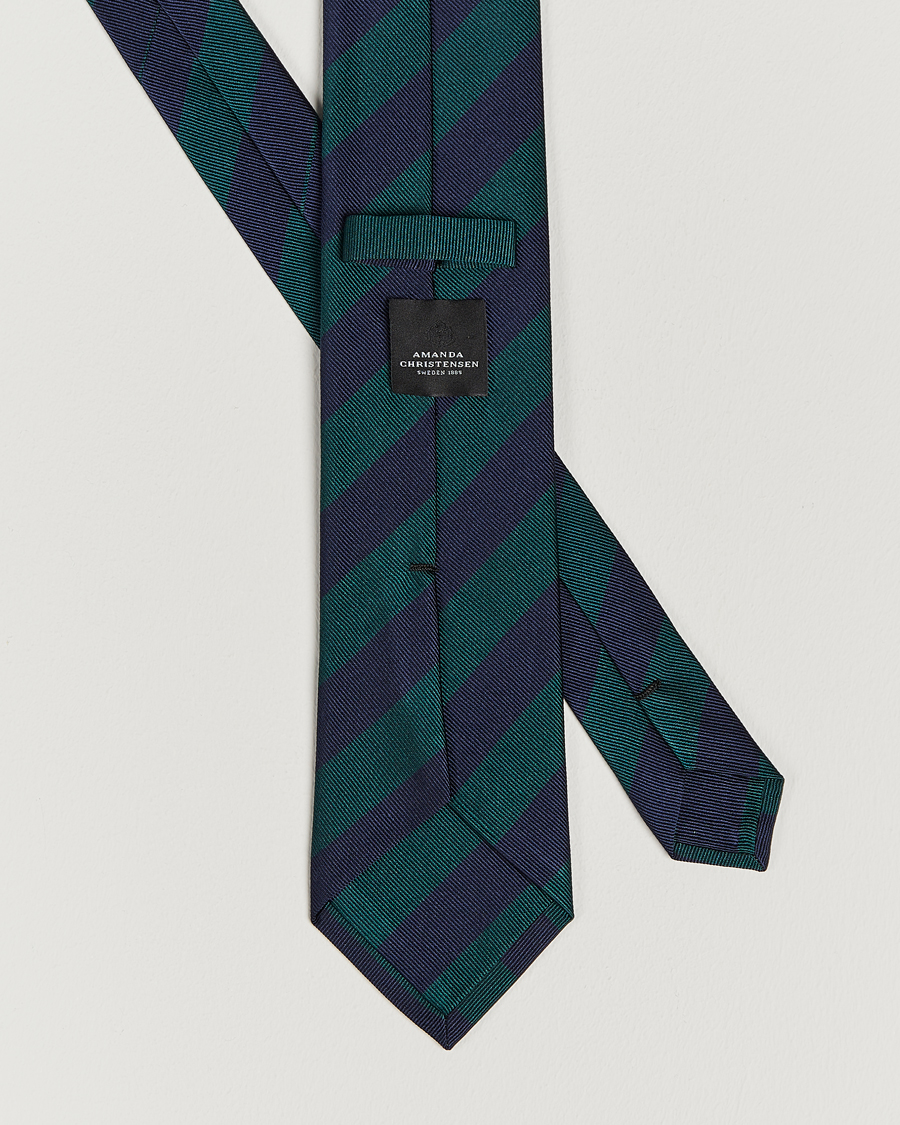 Herre | Slips | Amanda Christensen | Regemental Stripe Classic Tie 8 cm Green/Navy