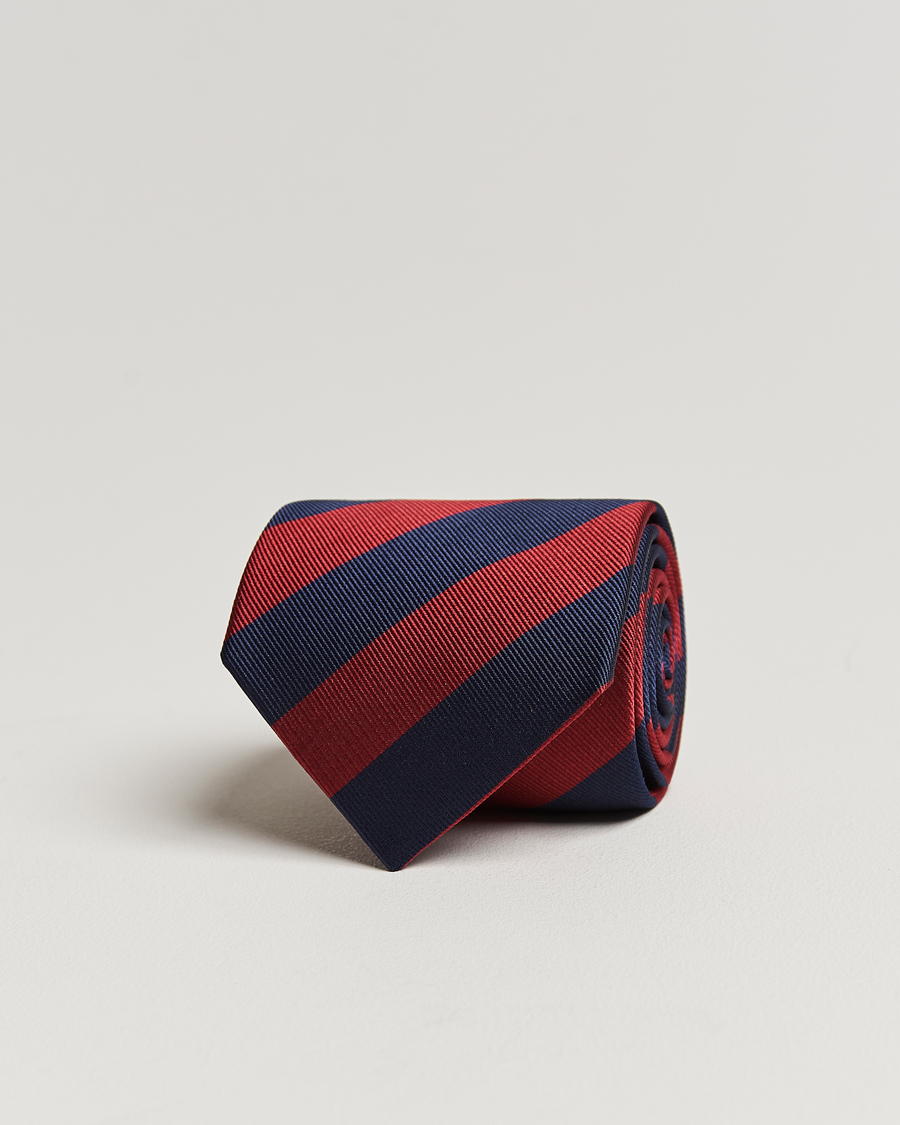 Herre | Slips | Amanda Christensen | Regemental Stripe Classic Tie 8 cm Wine/Navy