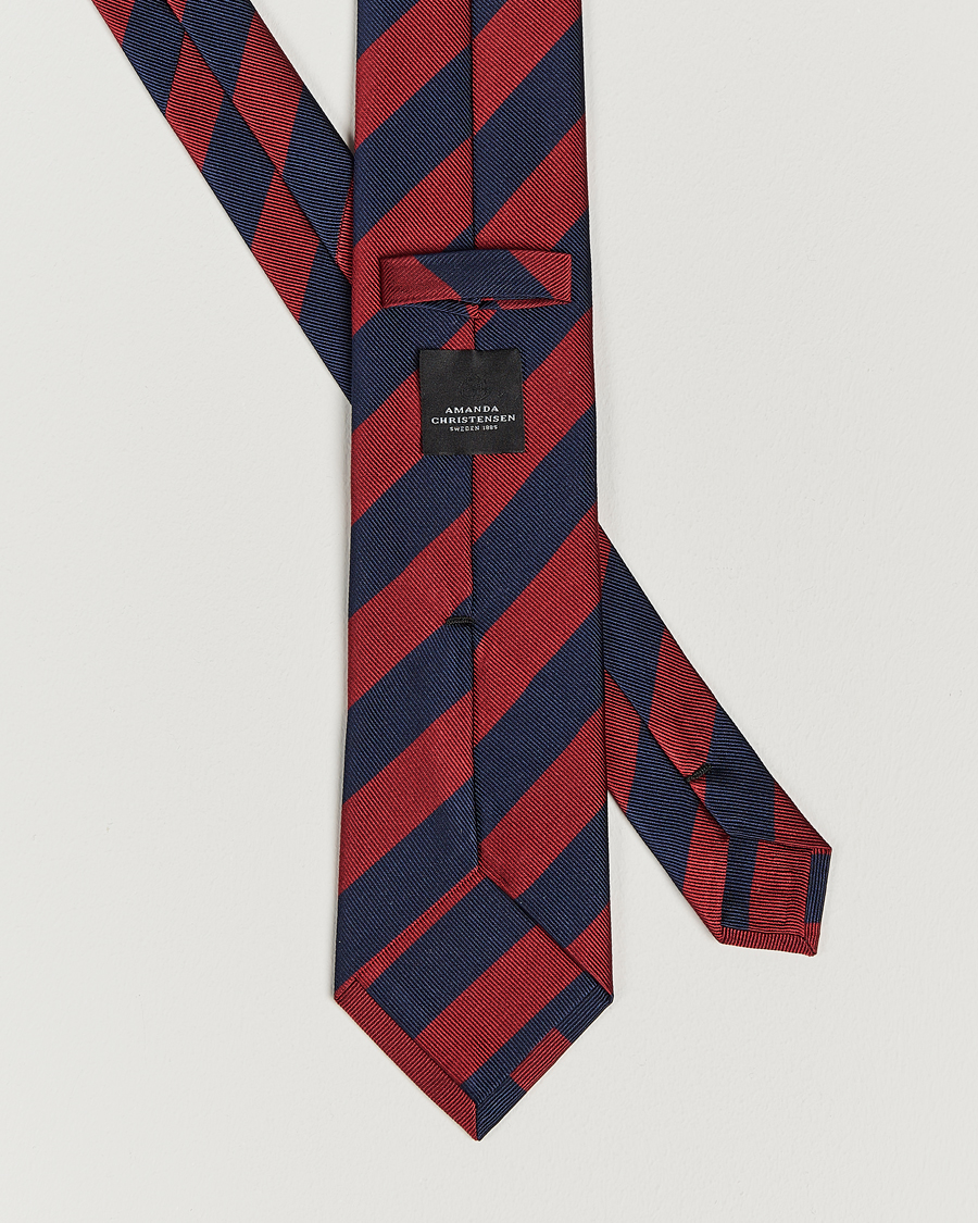Herre | Slips | Amanda Christensen | Regemental Stripe Classic Tie 8 cm Wine/Navy