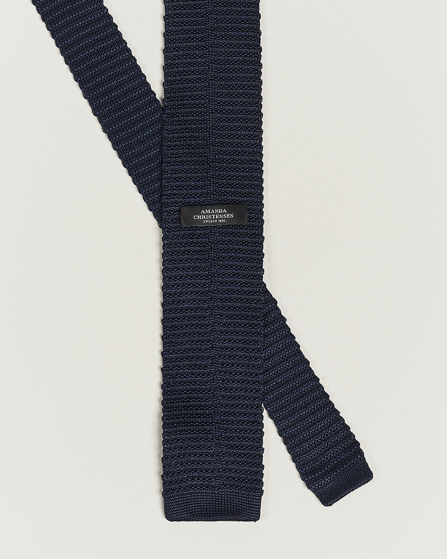 Herre |  | Amanda Christensen | Knitted Silk Tie 6 cm Navy