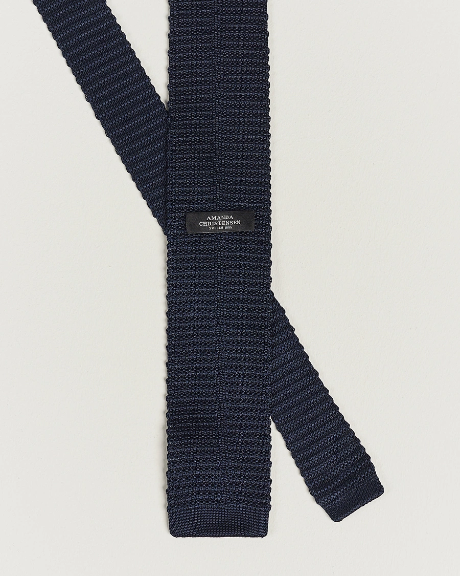 Herre | Slips | Amanda Christensen | Knitted Silk Tie 6 cm Navy