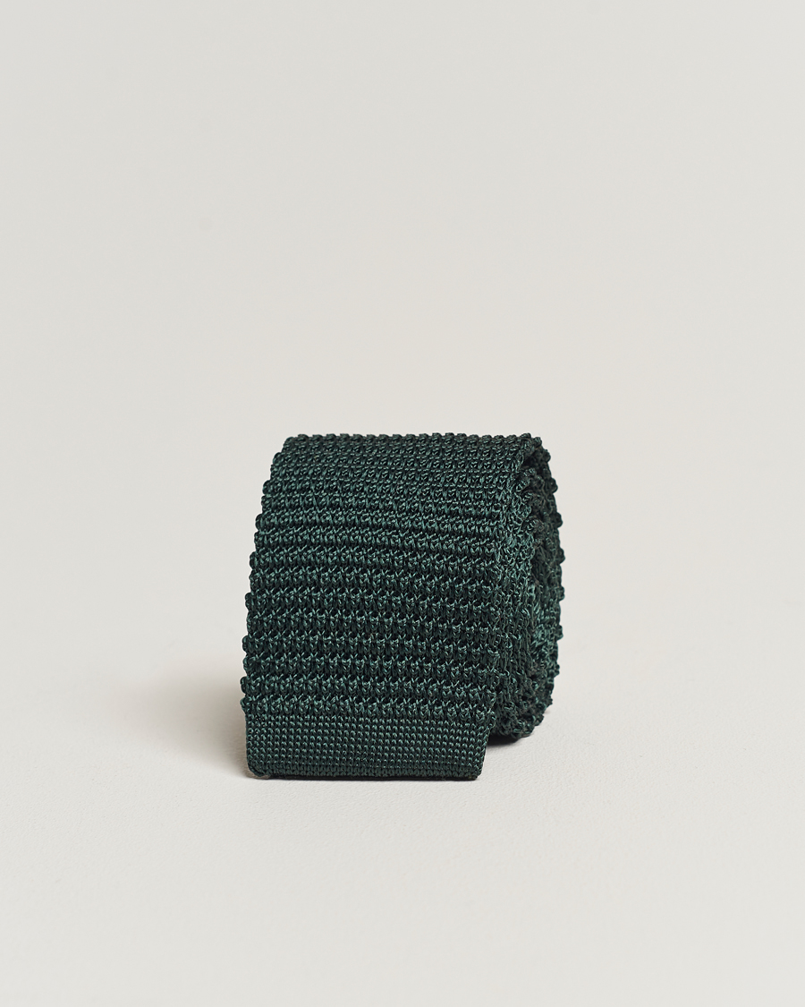 Herre |  | Amanda Christensen | Knitted Silk Tie 6 cm Green