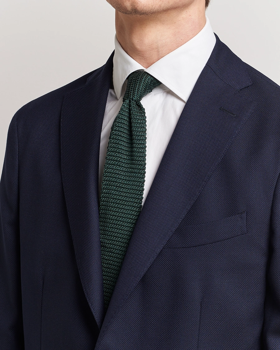 Herre | Jakke og bukse | Amanda Christensen | Knitted Silk Tie 6 cm Green
