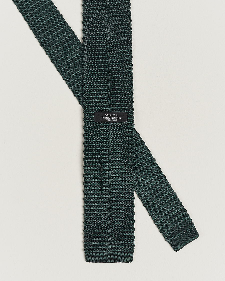 Herre | Slips | Amanda Christensen | Knitted Silk Tie 6 cm Green