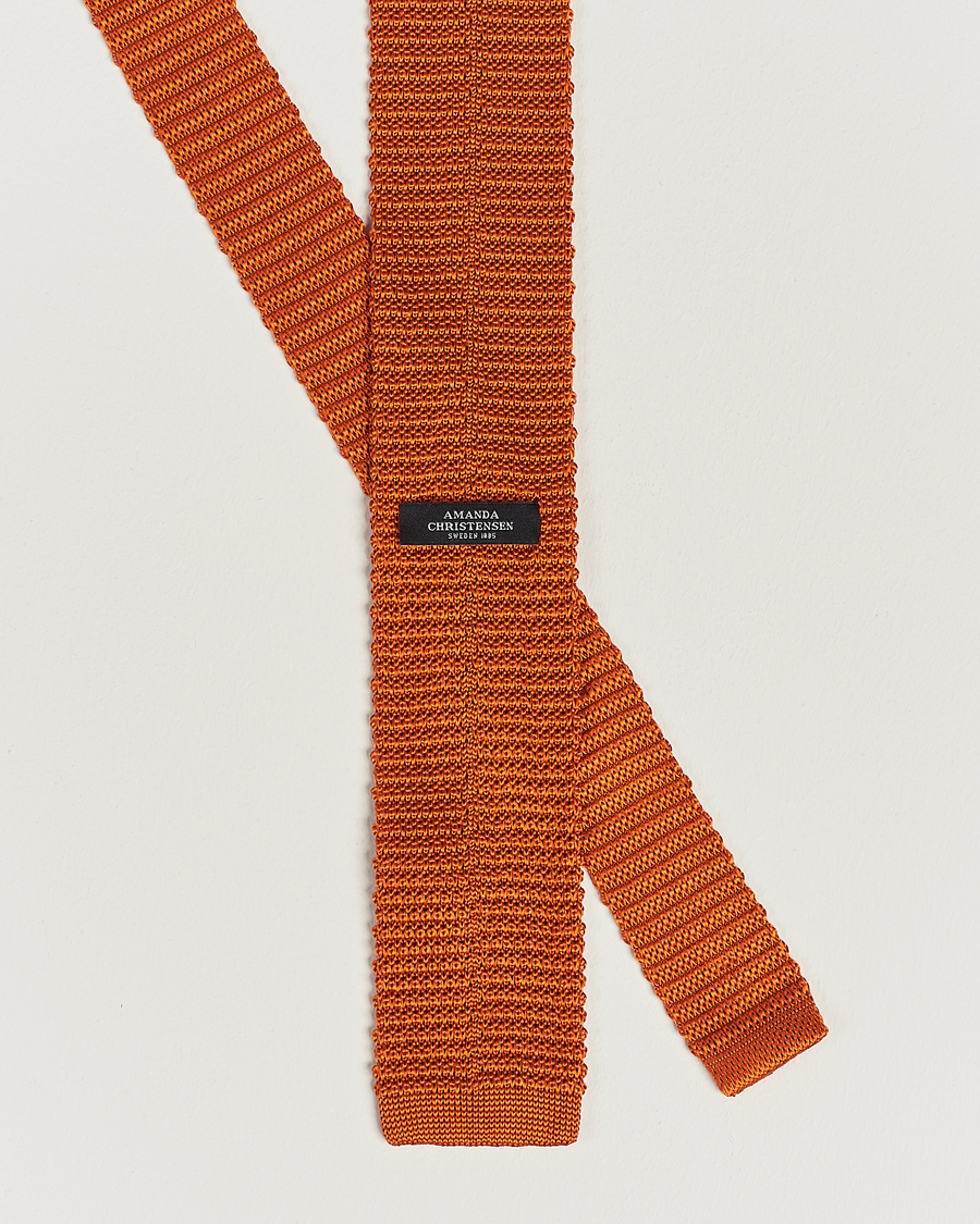 Herre | Slips | Amanda Christensen | Knitted Silk Tie 6 cm Orange