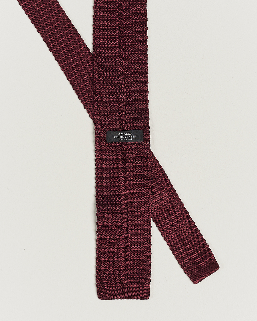 Herre | Slips | Amanda Christensen | Knitted Silk Tie 6 cm Wine Red