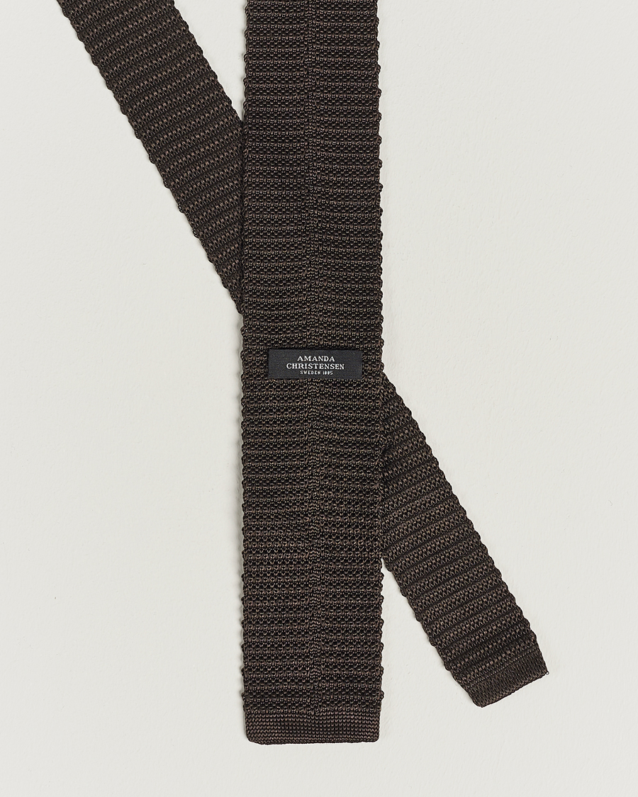 Herre |  | Amanda Christensen | Knitted Silk Tie 6 cm Brown
