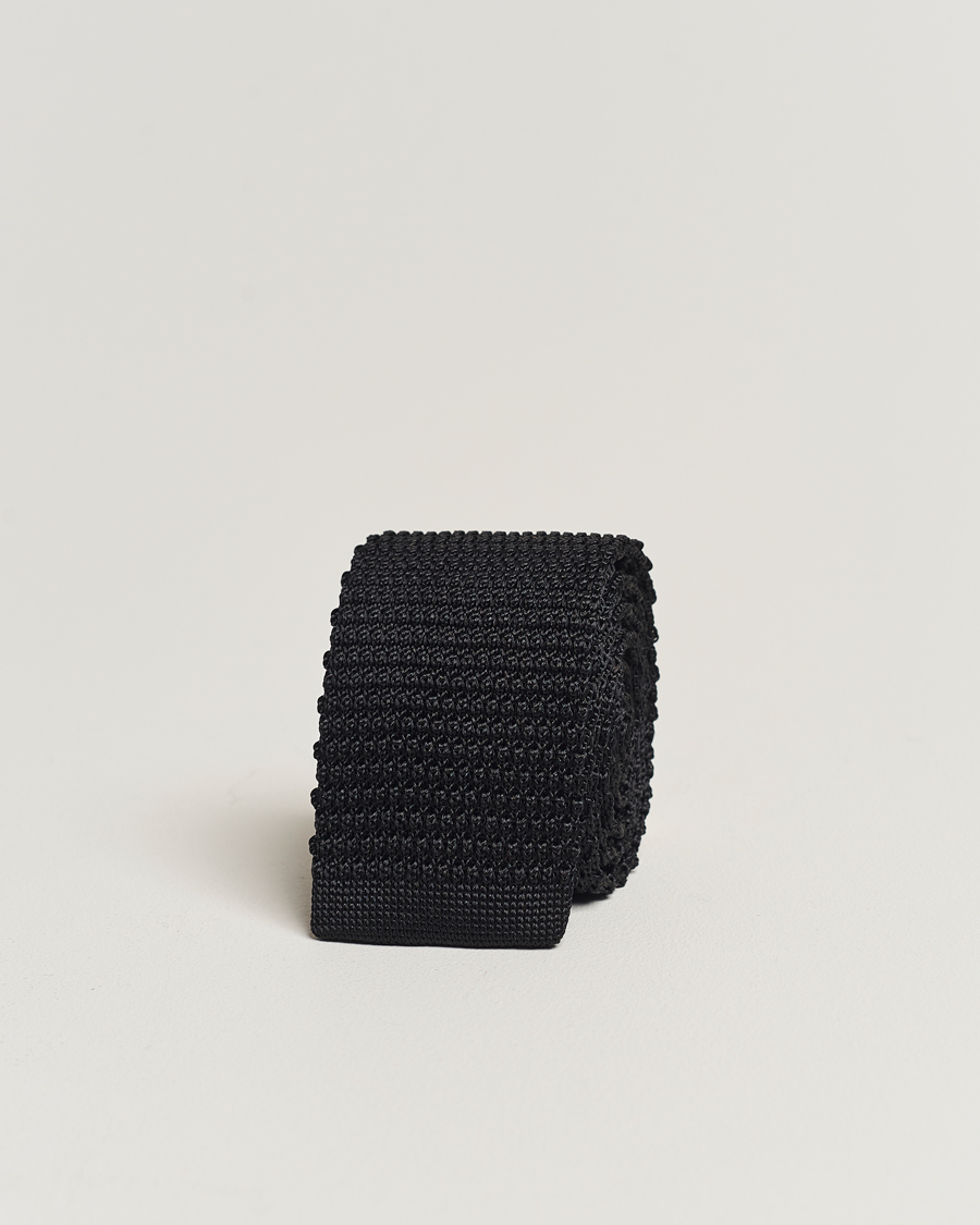 Herre |  | Amanda Christensen | Knitted Silk Tie 6 cm Black