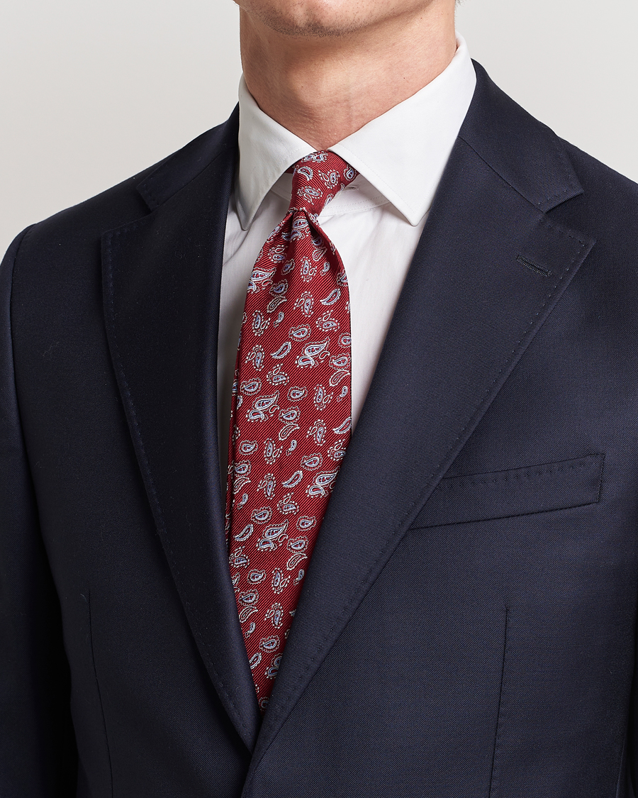 Herre | Assesoarer | Amanda Christensen | Paisley Woven Silk Tie 8 cm Wine Red